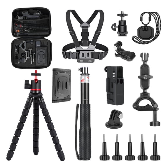 Neewer GP-52 16-in-1 Accessory Kit for DJI Osmo Pocket 3 - Tripod/Neck Mount/Chest Strap/Dual Cam