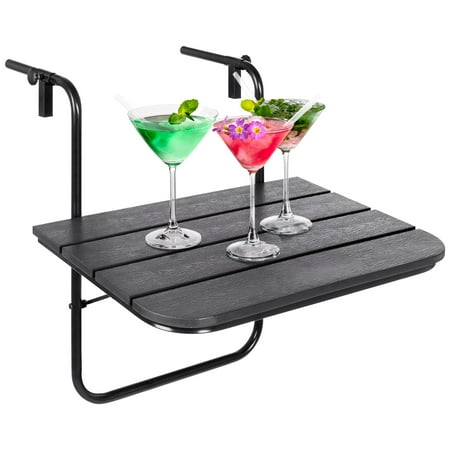 - Best Choice Products Outdoor Indoor Folding Hanging Table Adjustable Balcony Railing Table Black for Patio, Garden, Deck - Black