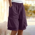 thumbnail image 5 of Women's Quick Dry Cargo Shorts with Pockets, Mid High Waisted Drawstring Elastic Waist, Loose Fit for Outdoor Hiking & Travel, Woven Fabric for Summer Sports & Casual Wear, 5 of 7