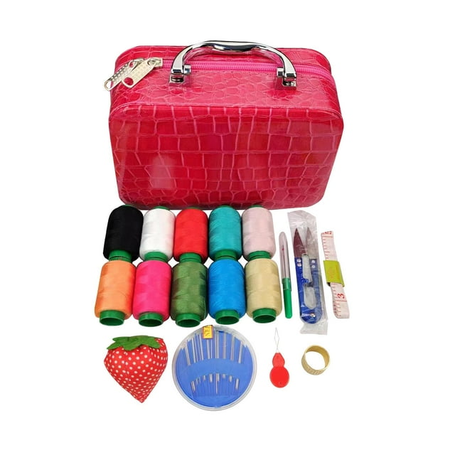 Sewing Bag Fashion Thimble Sewing Supplies Organizer for Embroidery Handwork Rose Red