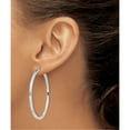 thumbnail image 4 of Sterling Silver Rhodium-Plated Diamond-Cut 2X45mm Square Tube Hoop Earrings (45 X 45) Made In Mexico qe8117, 4 of 6