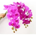 thumbnail image 3 of 9 Heads Artificial Phalaenopsis Flowers Artificial Orchid Flowers 4 inch Stem Plants for Home Décor (Purple), 3 of 5