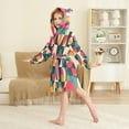 thumbnail image 4 of FORMRS Niños Bathrobe Unisex Hooded Robe Soft Plush Pajamas Sleepwear, Size 7-9T, Retro Geometric, 4 of 7
