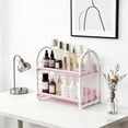 thumbnail image 5 of TIELUTT Double Layer Desktop Storage Rack Desk Mini Sponge Tray for Kitchen Dish Storage Water Bottle Rack Organizer Dish Drying Rack over the Stainless Steel Corner Strainers for Kitchen, 5 of 5