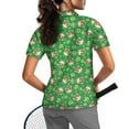 thumbnail image 2 of COEQINE St. Patrick's Day Women Short Sleeve Golf Shirts V Neck 1/4 Zip Tennis Activewear Workout Lightweight Golf Polo Tops Cute Cat Shamrock Horseshoe Print Sportswear, S, 2 of 7