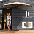 thumbnail image 6 of Memoryfield 9 ft Solar Half Patio Umbrella with LED Lights, Outdoor Half Umbrella with Crank Lift, Shade Canopy for Balcony, Patio, Backyard & Deck, Tan, 6 of 7