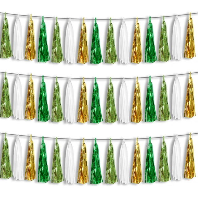 Banner de fiesta con borlas metálicas Garland Hysilla de 9,8 pies, paquete de 3