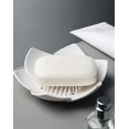 thumbnail image 2 of Jabonera De Silicona Duradera Y Respetuoso Con El Medio Ambiente, Estante De Almacenamiento Creativo En Forma De Pétalo Ducha, Mostrador, Fregadero, Baño - 1 Unidad (Blanco). Afortunado Sencillez, 2 of 5