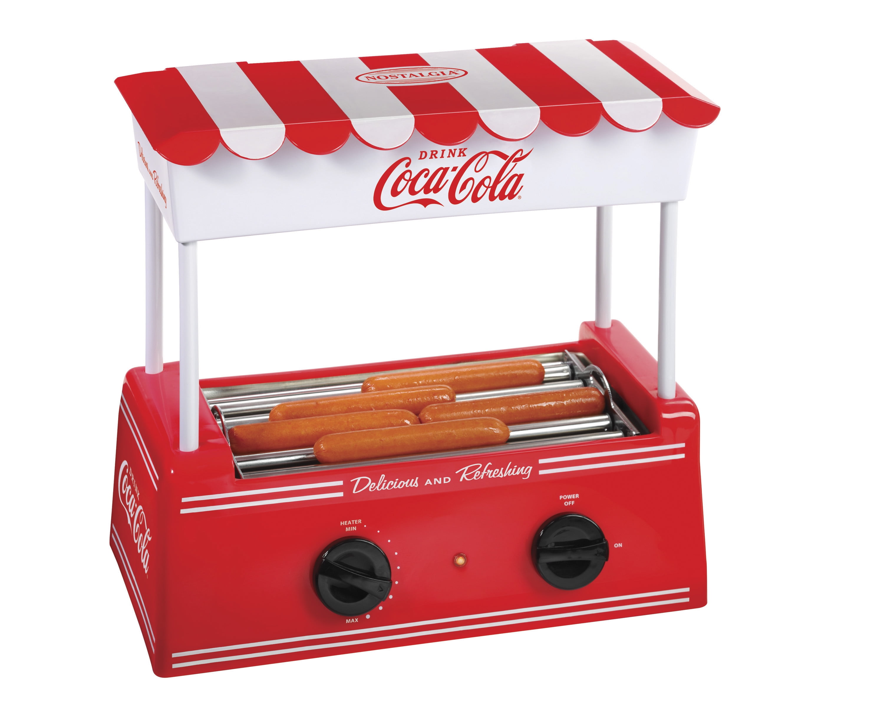 Nostalgia HDR8CK CocaCola Hot Dog Roller and Warmer, 8 Regular Sized or 4 Foot Long Hot Dogs
