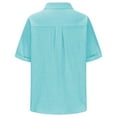thumbnail image 4 of Patlollav Womens Shirts Solid Color New Cotton and Linen Short Sleeved Cardigan Collar Shirt, 4 of 6