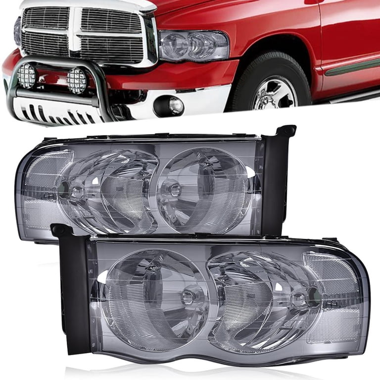 Smoke Tinted Headlight Assembly Set For 2002-2005 Dodge Ram 1500 2500 3500 – Left + Right 4 thumbnail image