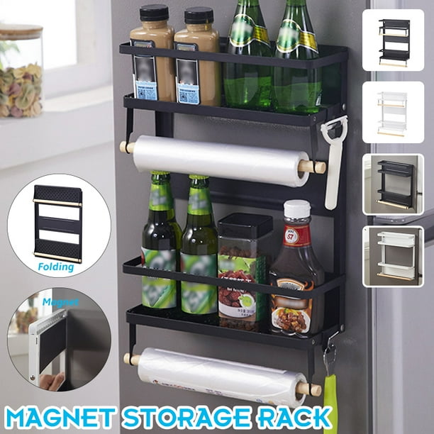 2 Tier Refrigerator Spice Rack Paper Towel Holder Spice Shelf