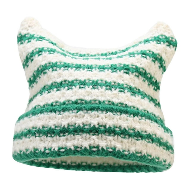 Gorro de invierno para mujer, multiusos, único, bonito y moderno, cálido y abrigado. Blanco Verde