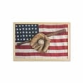 thumbnail image 1 of Baseball Wall Art with Frame, Vintage Baseball League Equipment Usa Grunge Glove Bat Fielding Sports Theme, Printed Fabric Poster for Bathroom Living Room, 35" x 23", Brown Red Blue, by Ambesonne, 1 of 2