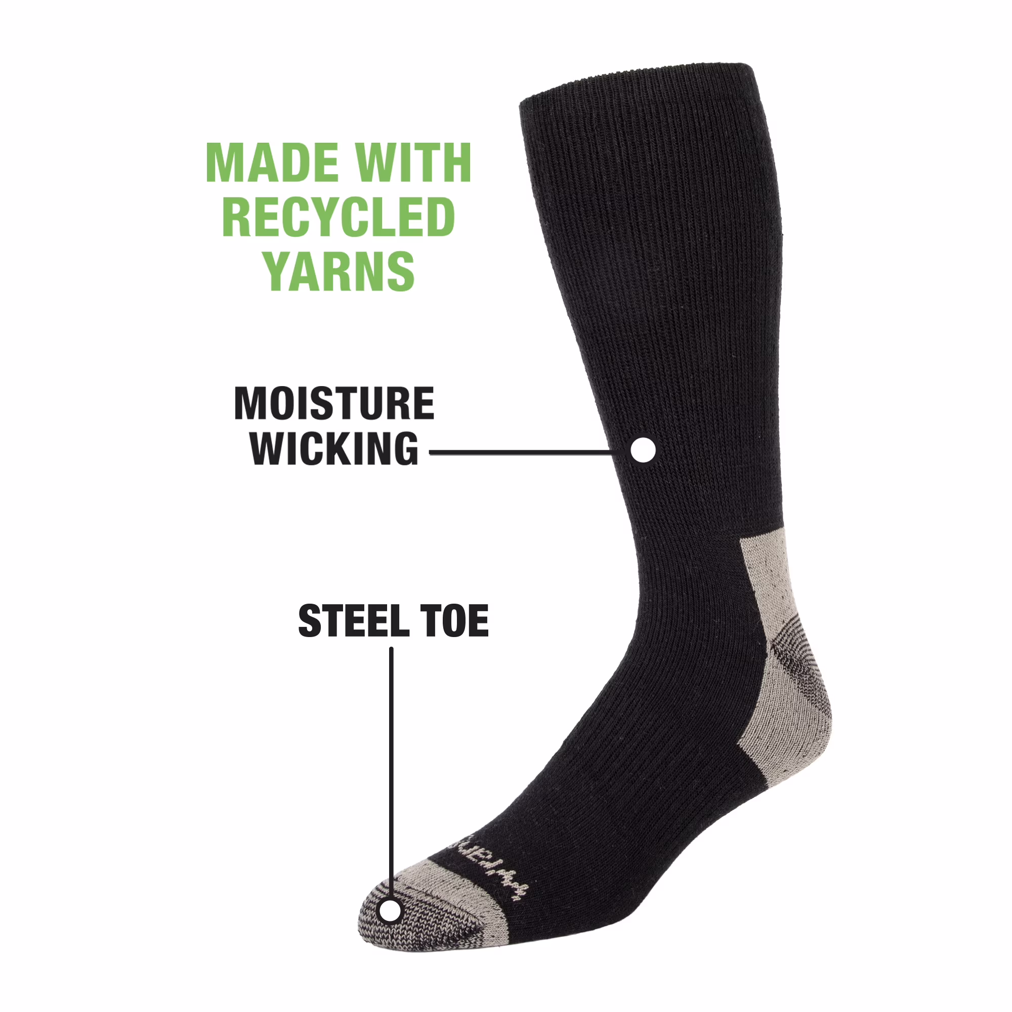 Wrangler Men's Ultimate Comfort Crew Socks, Work Socks for Men, Black, 6 Pack