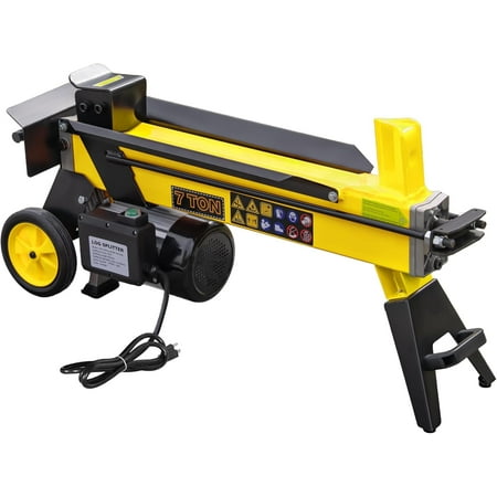 PPOLB 7-Ton Portable Electric Log Splitter, Hydraulic Firewood Splitter Machine with 15Amp Motor for Home Heating & Outdoor Use –Yellow
