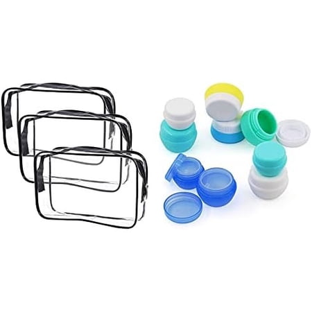 Travel Containers Sets & PP Cream Jars for Toiletries Empty Lotion Containers Clear Toiletry Bag Quart Size Bag Travel Makeup Bag