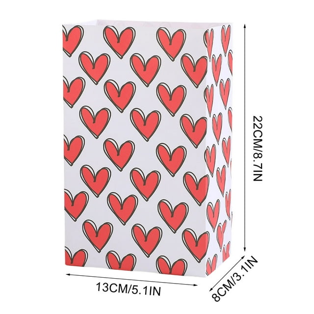 Yhmxh Organizadores y almacenamiento Bolso de mano con forma de corazón para San Valentín, bolsa de papel kraft, bolsa de regalo, bolsa para envolver pan, dulces y compras. Almacenamiento de ducha