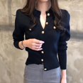 thumbnail image 2 of Fashion Knitted Cardigan Sweater Women Autumn Long Sleeve Short Coat Casual Korean Single Breasted Slim Top Pull Femme 17375, 2 of 6