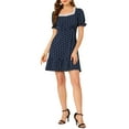 thumbnail image 5 of Allegra K Women's Dots Print Square Neck Ruffle Hem Above Knee Casual Dress, 5 of 6