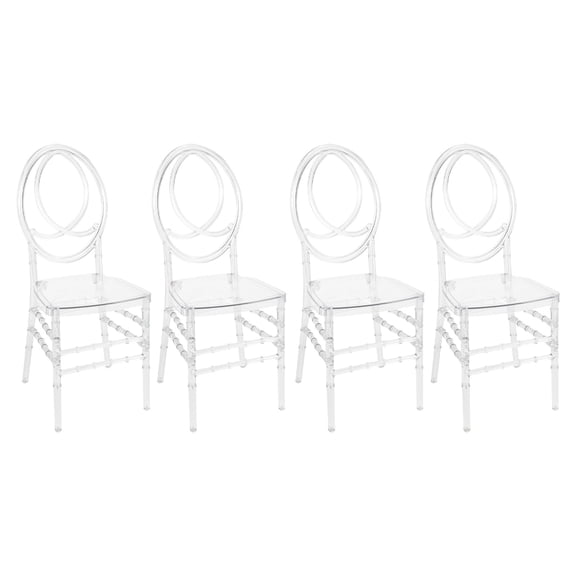 TFCFL 4 Pack Clear Dining Chairs 36.81in Height Free Standing Dressing Chairs Party Event Wedding Chairs