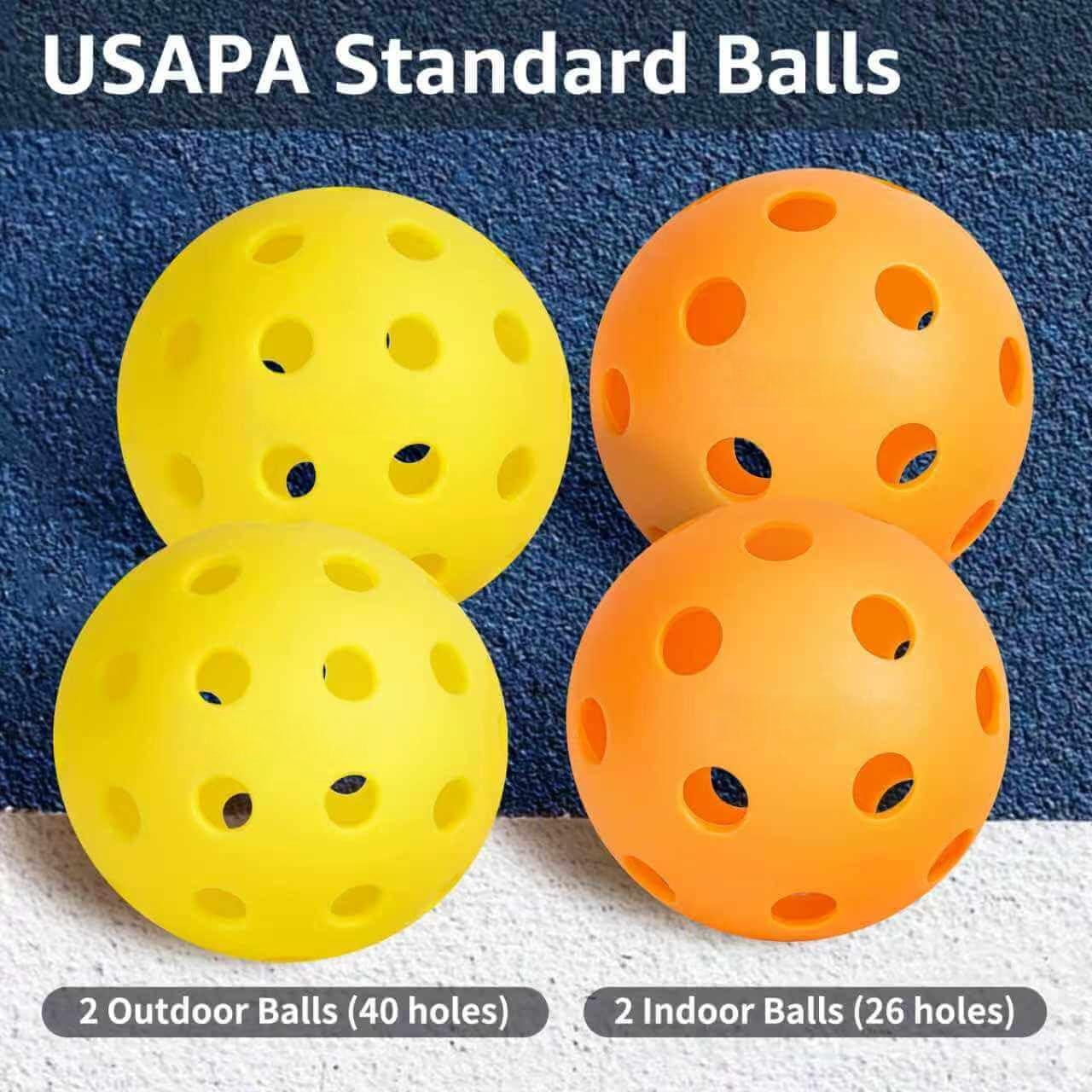 Pickleball Paddles Set Of 4 Or 2  Usapa Approved Fiberglass Rackets With Outdoor Indoor Balls Bag Overgrip Lightweight For Family Professional Equipment Beginners Intermediate
