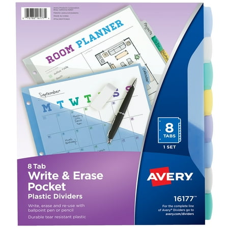 Avery Write & Erase Dividers, 8-Tab, Multicolor (16177)