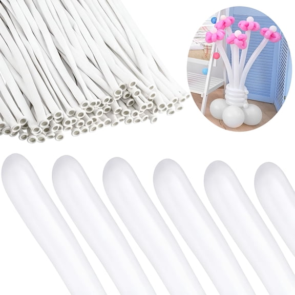BESTSKY 100 Pcs White Long Balloons, Thick Modeling Balloons for Twisting Animals, DIY Balloon Arch Kit for Wedding, Birthday, Baby Shower, and Party Decorations