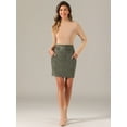thumbnail image 4 of DARING DIVA Women's Faux Suede Skirt Belted Pencil Skirts L Army Green, 4 of 6