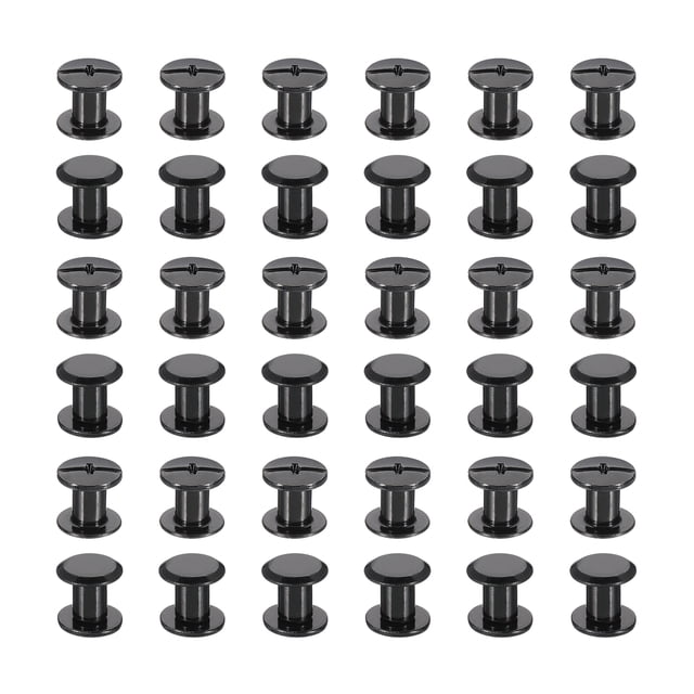 50 juegos de tornillos Chicago, tornillos de hierro galvanizado de 7 mm L, tornillos de unión Phillips para álbumes de fotos de cuero y scrapbook, negro