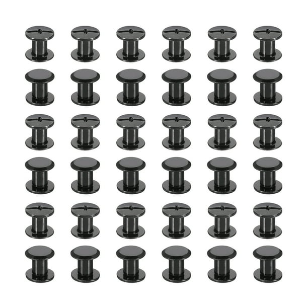 50 juegos de tornillos Chicago, tornillos de hierro galvanizado de 7 mm L, tornillos de unión Phillips para álbumes de fotos de cuero y scrapbook, negro