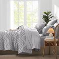 thumbnail image 5 of Flymme King Size Bedding Comforter Set Gray 7 Pieces Bed in a Bag Shabby Chic Bedding Sets Lightweight Soft Microfiber Boho Bed Set for All Season, 5 of 8