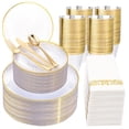thumbnail image 1 of Juego de platos de plástico Rubtlamp Clear-Gold 350 piezas para fiestas, 1 of 5