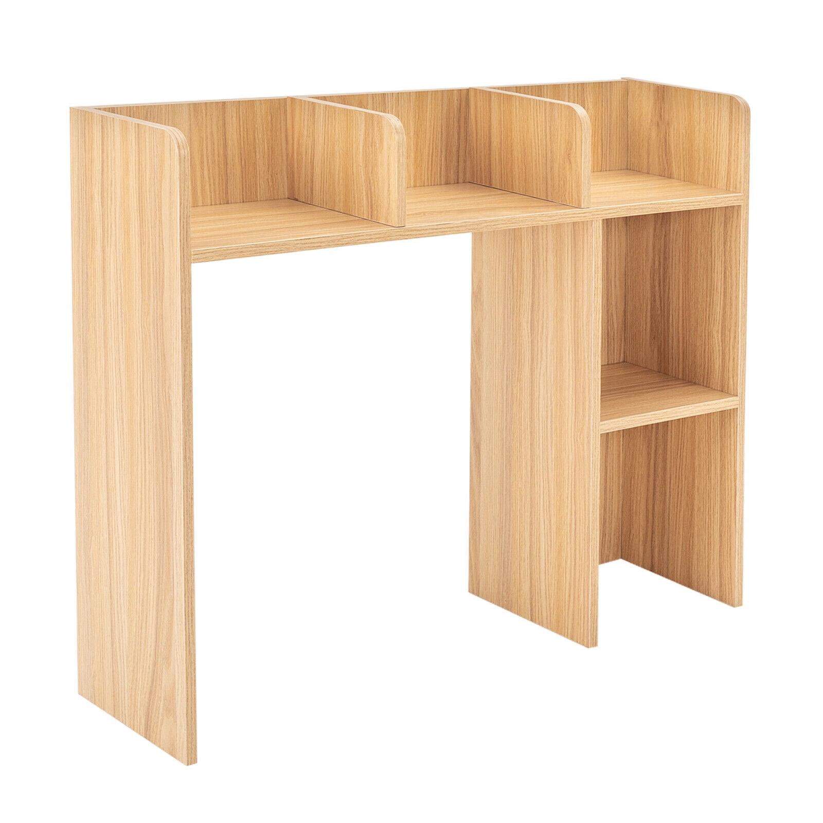 3 Layer Rectangle Desk Bookshelf Organizer, Wood Office Desk Bookshelf Holder, Desktop Storage Rack Shelf