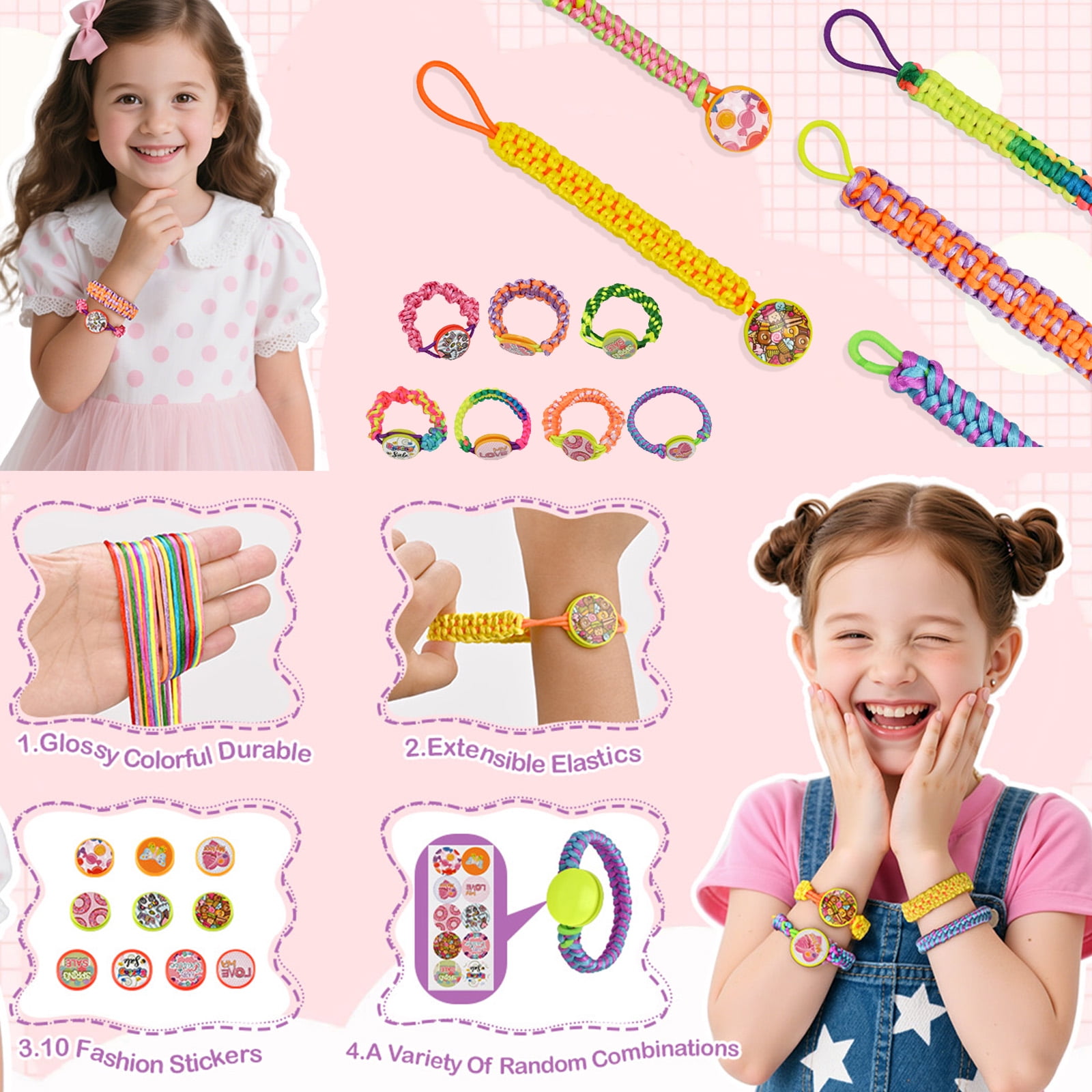 FoikYoik Friendship Bracelet Making Kit for Girls 8-12 Year Old Kid DIY Crafts for Girl Birthday Christmas Kits Toys Pink