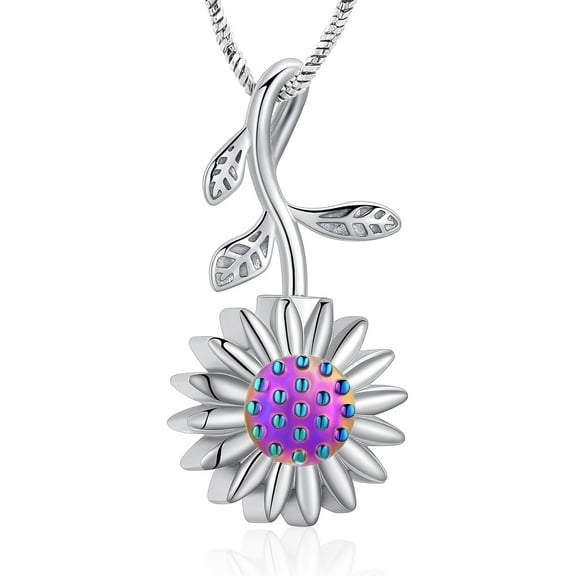Sunflower Urn Necklace for Women Stainless Steel Keepsake Cremation Jewelry for Ashes Memorial Pendant Ash Holder