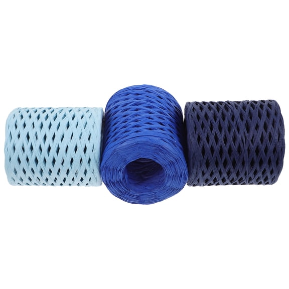 Raindrops Raffia Ribbon Wrap Paper Rolls, and Colorful, 3 Assorted Rolls for Crafting and Decorating