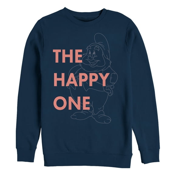 Men's Snow White and the Seven Dwarfs Happy One  Sweatshirt Navy Blue 2X Large