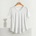 thumbnail image 4 of Outfmvch Womens Going Out Tops Graphic T-shirts Womens Flowy Summer Tops Womens Gauze Tops and Blouses Women Short Sleeve Blouse Ribbed Short Sleeve Tops for Women Cotton Boho Tops for Women White 5XL, 4 of 5