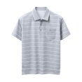 thumbnail image 4 of Mens Polo Shirts Summer Short Sleeve Striped Casual Golf Shirts Collared Button T Shirt with Pocket Size M-4XL Gray, 4 of 5