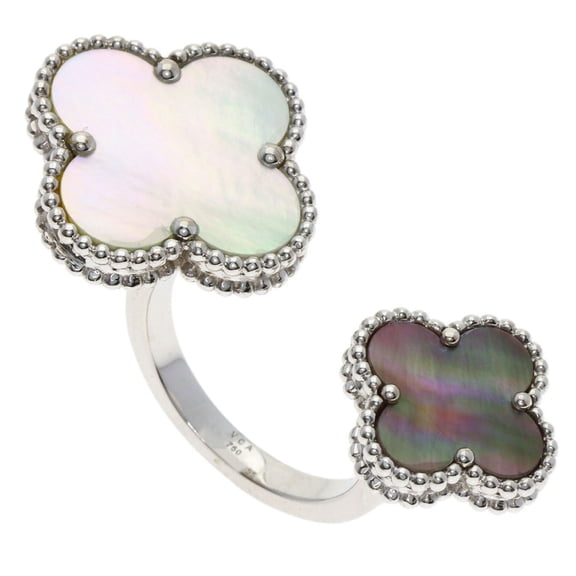Pre-Owned Van Cleef & Arpels Magic Alhambra Entre Les Doigts Shell Ring, 18K White Gold,...