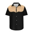thumbnail image 5 of Ecqkame Summer Shirts for Men Vintage Color Block Button Down Lightweight Tops Casual Loose Short Sleeve Beach Shirts Black L, 5 of 5