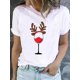 thumbnail image 1 of Camiseta de manga corta con estampado de corazón de amor de vino para mujer, ropa de Navidad, moda de Año Nuevo, Camisetas básicas, camisetas gráficas, 1 of 5