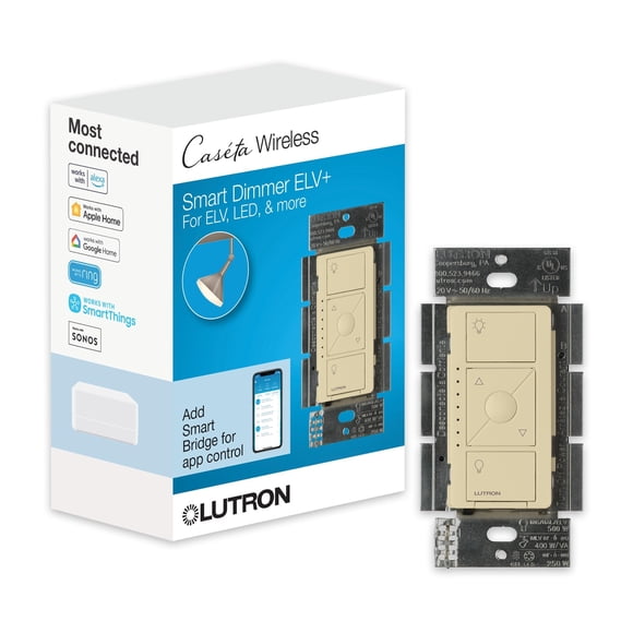 Interruptor regulador inteligente Lutron Caseta ELV+ LED de 250 W, color marfil