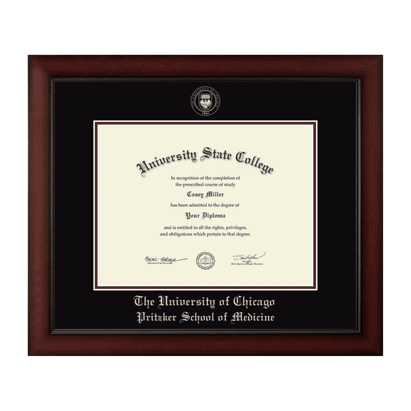 Framerly - U of C Medicine Diploma Frame with Black and Maroon Mat