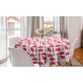 thumbnail image 1 of Floral Round Tablecloth, Funny Warm Colored Pot with Flower Silhouettes Tea Party Themed, Circle Table Cloth Cover for Dining Room Kitchen Decor, 60", Dark Coral White and Orange, by Ambesonne, 1 of 1