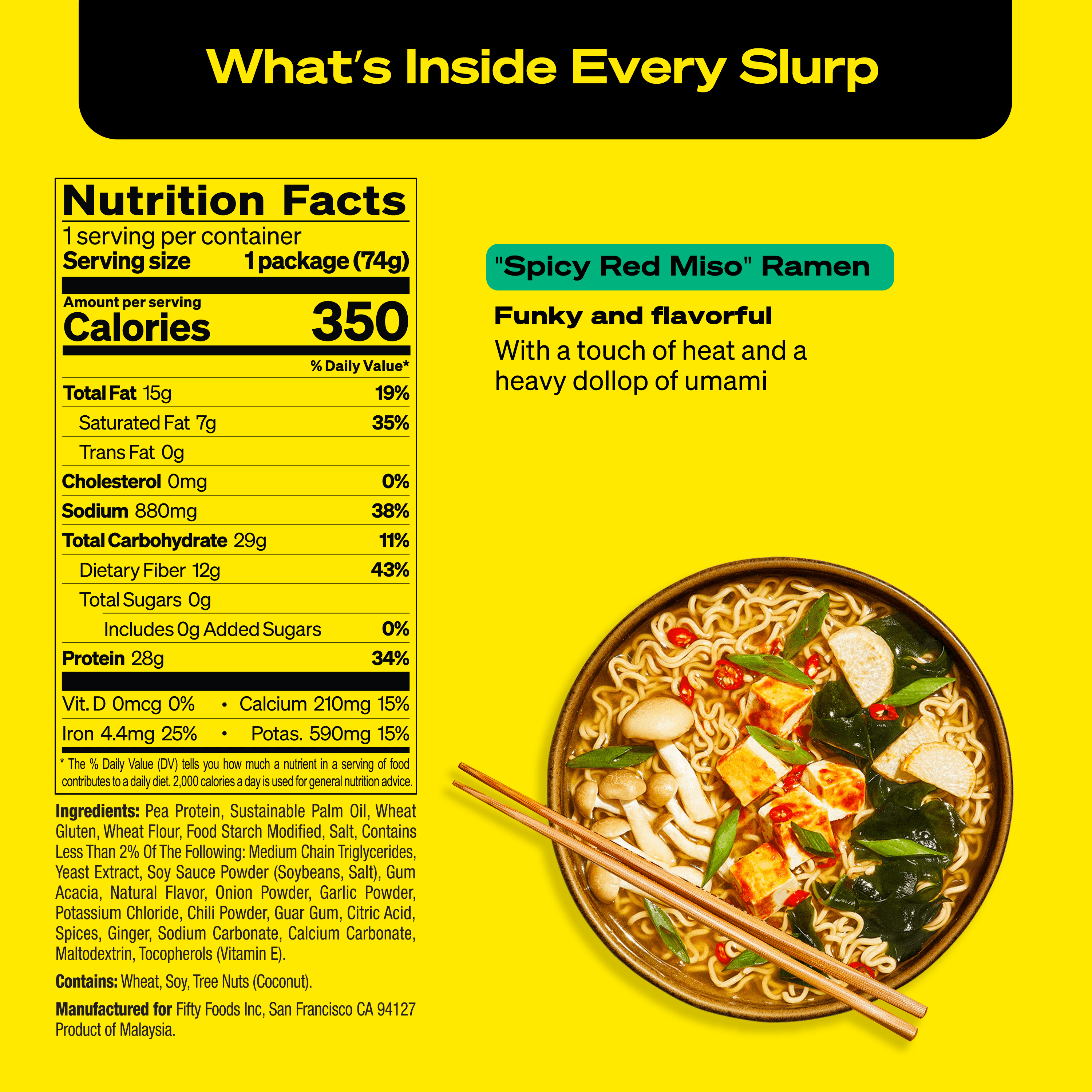 Immi Spicy Red Miso Instant Ramen, 28g Protein, 12g Fiber, Plant Based, 6 Pack