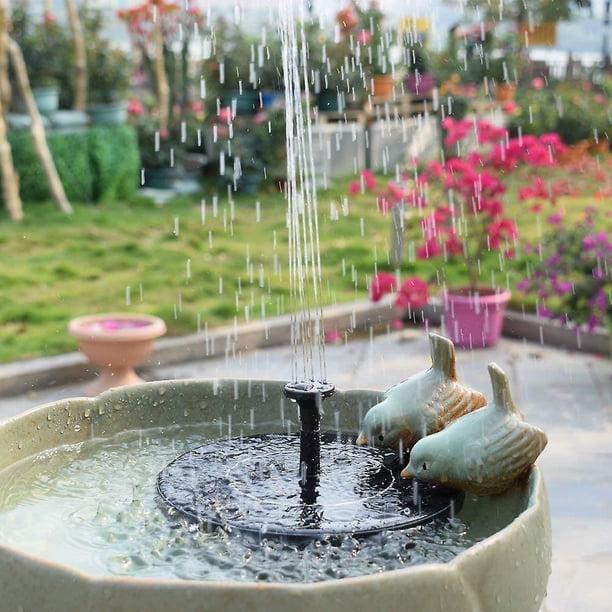 Bomba de fuente de agua solar, bomba de fuente de aire libre de 1,4 w flotante de baño para pájaros compatible con jardín y patio, kit de panel solar bomba de agua Afortunado Sencillez
