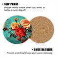 thumbnail image 3 of BaHomeck Drink Coasters Set of 4 with Holder roses in red and yellow tones on turquoise background Water Absorbent Ceramic Coasters Tabletop Protection,Suitable for Various Cup ,Home Decor, 3 of 4