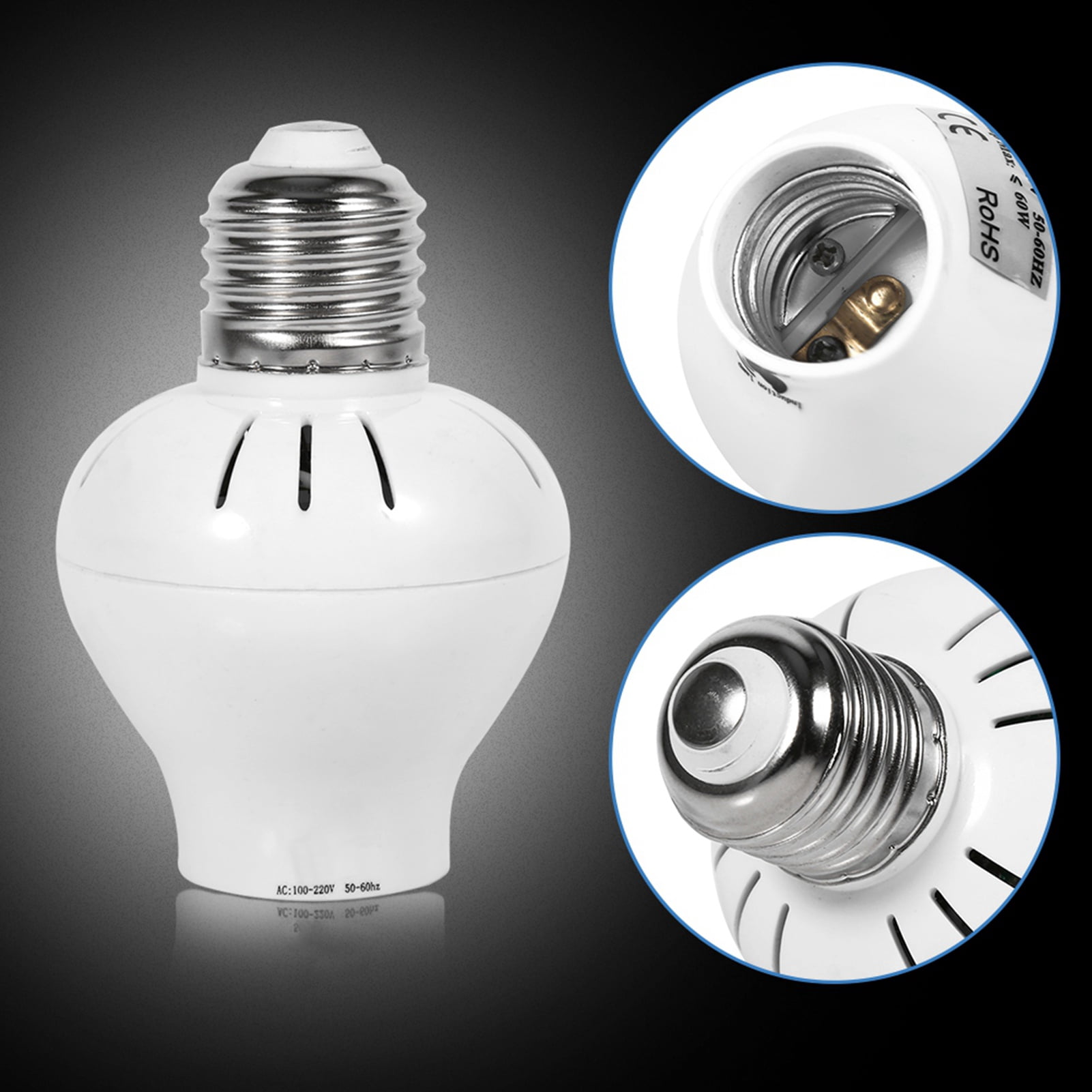 Adjustable Sensitive Lightweight Motion Sensor Light Socket, 2.4 X 3.5Inch E27 LED Sensor Light Socket, Energy Saving Lamp For Led Lights Incandescent Bulb